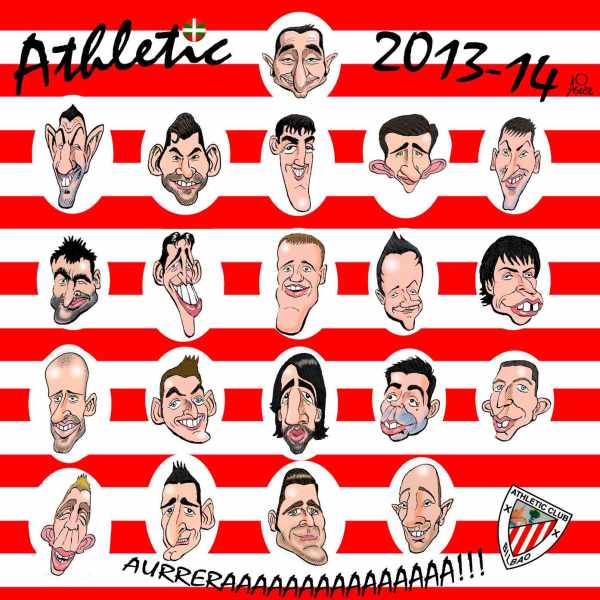El Athletic 2013-14 con las nuevas caricaturas de Beñat, Balenziaga, Rico y Herrerín. Aúpaaaa!