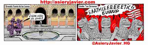 El Athletic contará con un apoyo muy especial está noche en Granada. Fútbol. Liga. Alhambra. Humor gráfico.