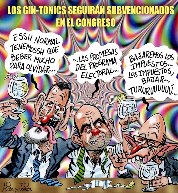 En El Jueves, seguirá habiendo gintonics subvencionados en el Congreso. Humor gráfico. En El Jueves, seguirá habiendo gintonics subvencionados en el Congreso. Humor gráfico.
