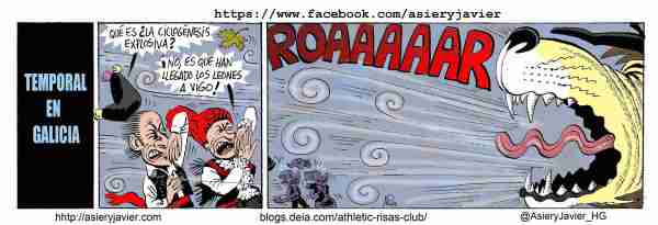 El Athletic se presenta en Balaídos hecho un vendaval de fútbol. Humor, viñeta.