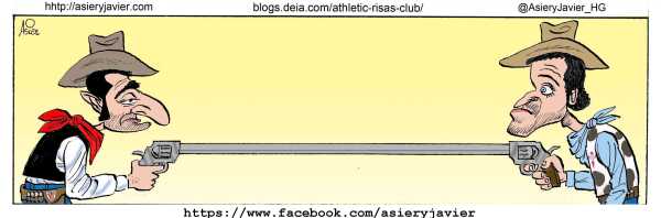 Valverde y Luis Enrique empataron en su duelo de Balaídos. Humor, caricatura.