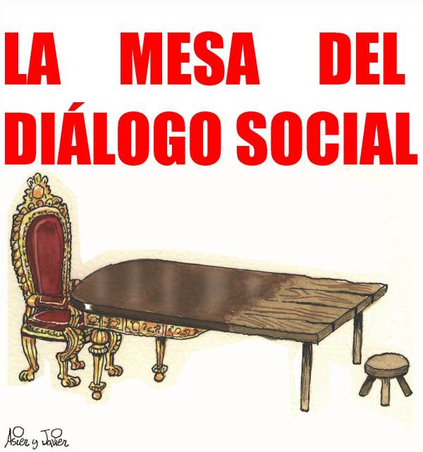 La "mesa del diálogo social" vuelve a la actualidad. Humor, viñeta.