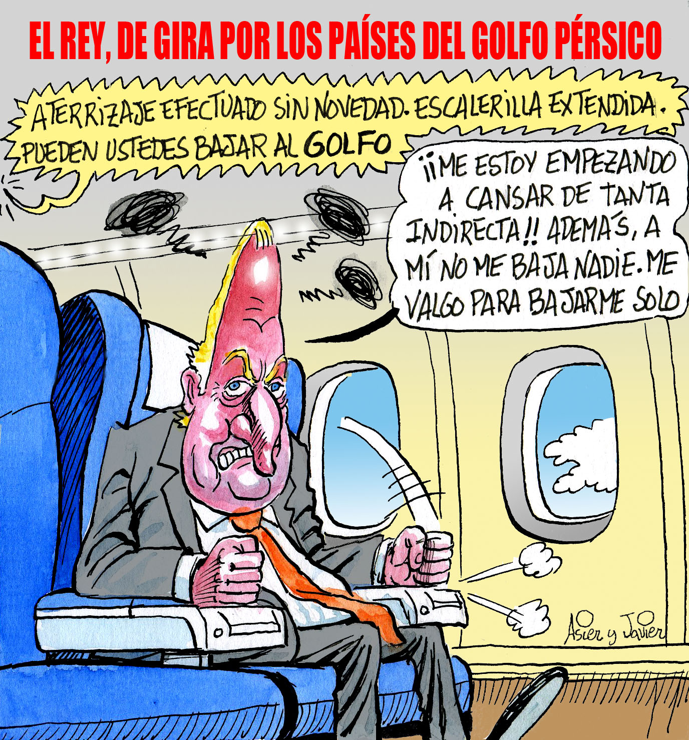 El Rey Juan Carlos, su avión y la gira por el Golfo Pérsico. España, Humor.