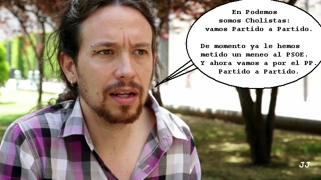 Pablo Iglesias y el cholismo político de Podemos. Viñeta