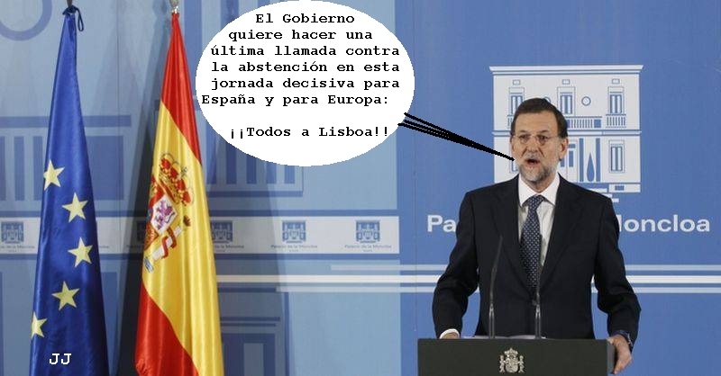 Última llamada del Gobierno contra la abstención. Rajoy, humor, Campions League, Lisboa.