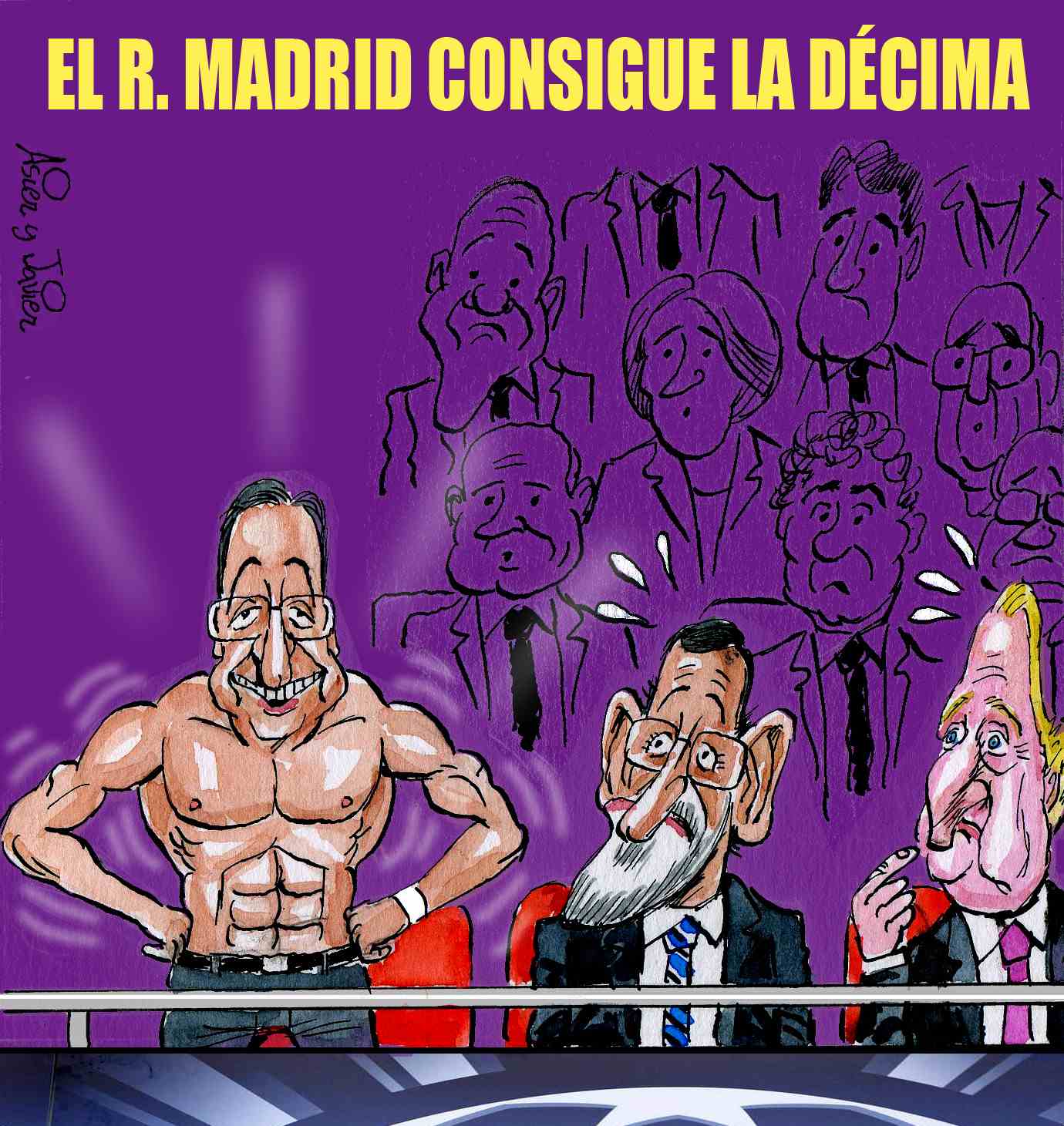 El Real Madrid de Florentino ganó la Champions. Caricaturas, Viñeta.