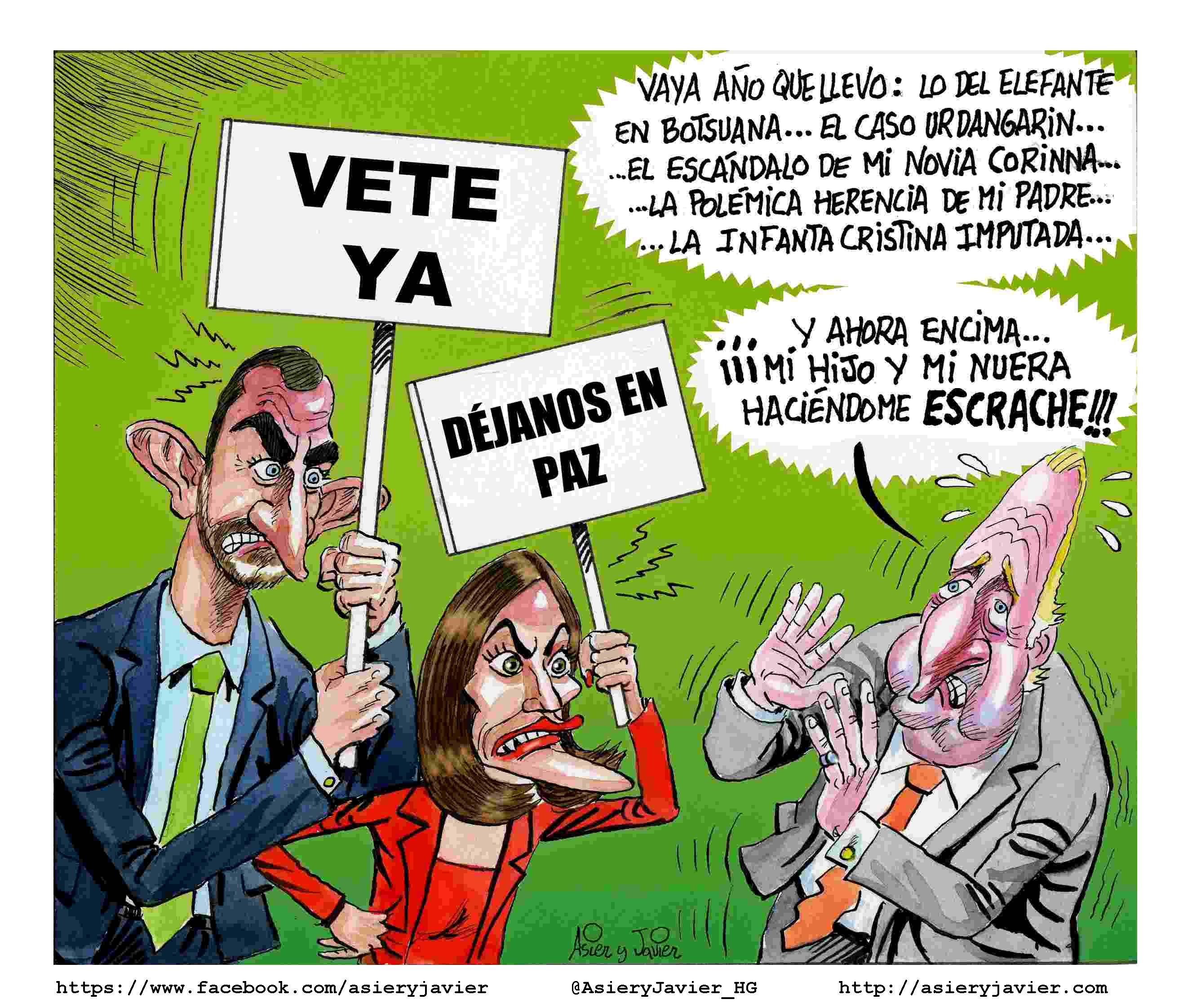El verdadero motivo que provocó la abdicación de Juan Carlos I. Caricaturas Felipe VI, Letizia. Viñeta. Humor