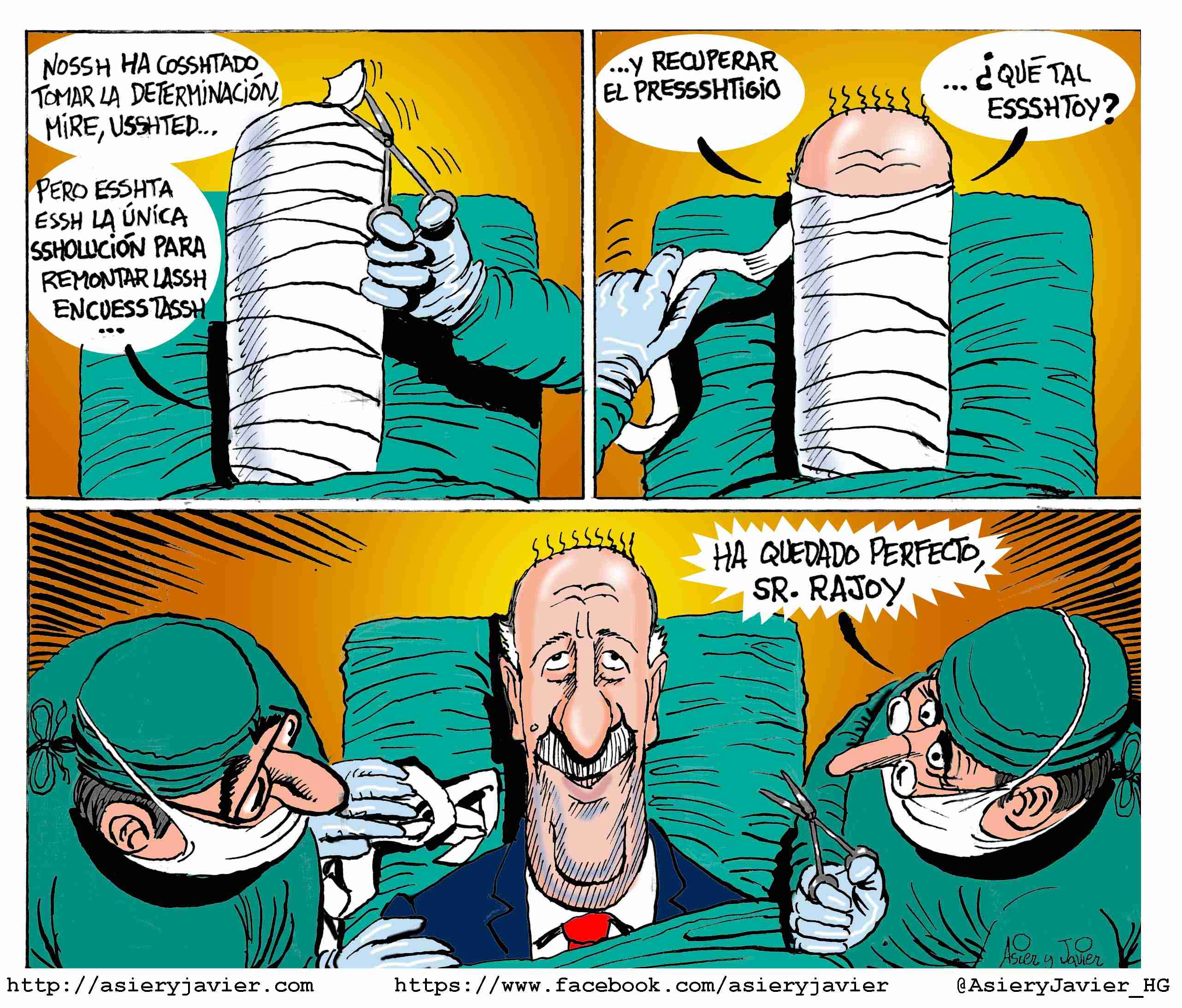 Rajoy confía en la andadura de la selección española de fútbol en el Mundial de Fútbol de Brasil dirigida por Vicente del Bosque. Caricatura, viñeta.