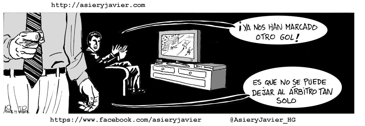 Viñeta sobre la actuación de los árbitros en el Mundial de Fútbol Brasil 2014