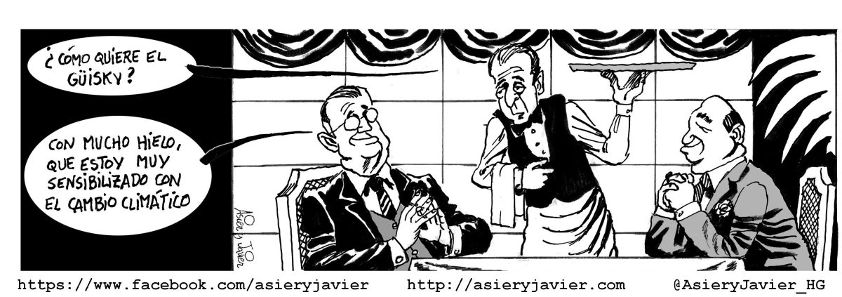 Los líderes neoliberales empiezan a dar muestras de sensibilización hacia el planeta. Humor, viñeta.