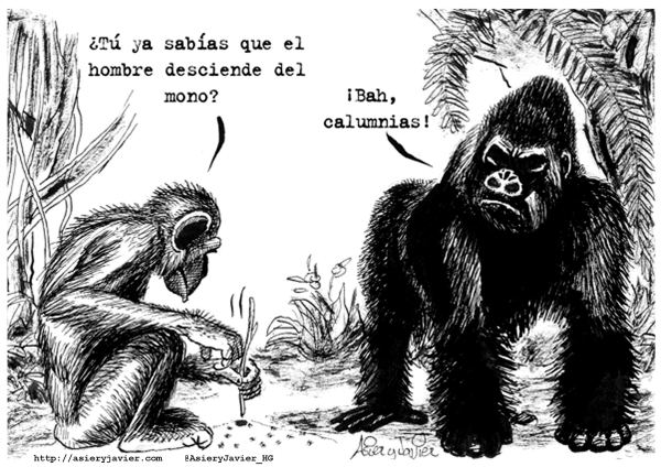 La condición humana es en ocasiones desesperanzante por los conflictos y las masacres continuas. Viñeta en blanco y negro que fue publicada en Diario 16