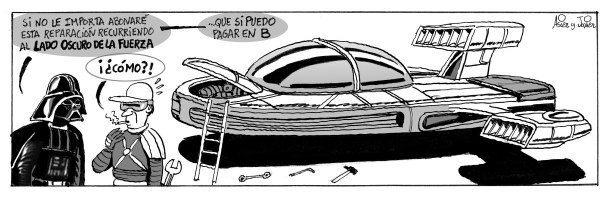 Viñeta publicada en 2008 en "Diario Metro" con el gran Darth Vader como protagonista