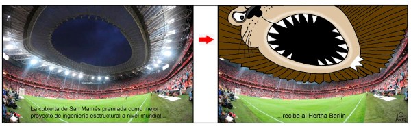 El Athletic recibe al Hertha de Berlín la misma semana en la que la cubierta de San Mamés recibe un premio mundial